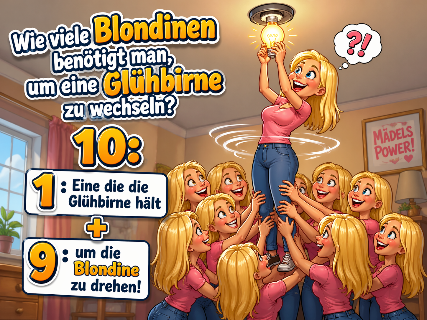 Wie viele Blondinen benötigt man, um eine Glühbirne zu wechseln?