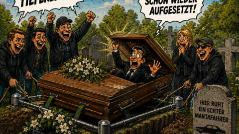 Bei der Beerdigung eines Mantafahres