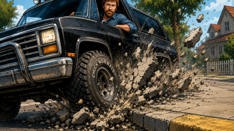 Wenn Chuck Norris mit dem Reifen seines Autos gegen einen Bordstein kommt
