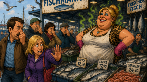 Deine Mutter arbeitet auf dem Fischmarkt