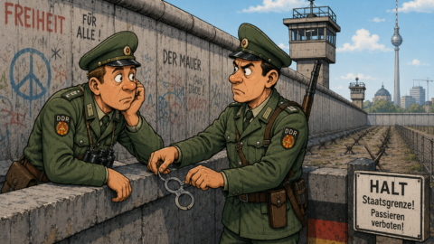 Ein Grenzsoldat an der Berliner Mauer