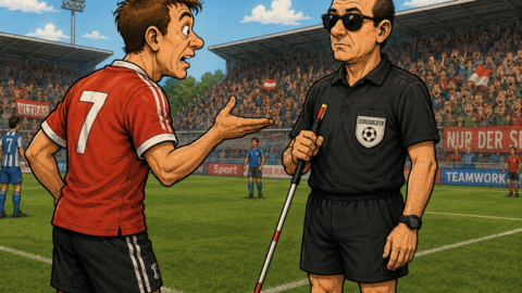 Der Fußballer fragt den Schiedsrichter