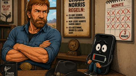 Der Akku von Chuck Norris‘ Smartphone