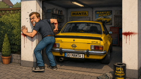 Woran erkennt man die Garageneinfahrt eines Manta-Fahrers? An den Blutspuren in Ellenbogenhöhe!