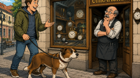 „Ich muss mit meinem Hund zum Uhrmacher.“ - „Warum denn das?“ - „Naja, er bleibt alle paar Minuten stehen!“