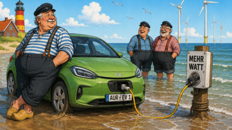 Warum parken Ostfriesen mit ihren E-Autos am Strand
