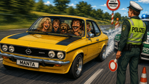 Wie macht ein Mantafahrer ein Familienfoto