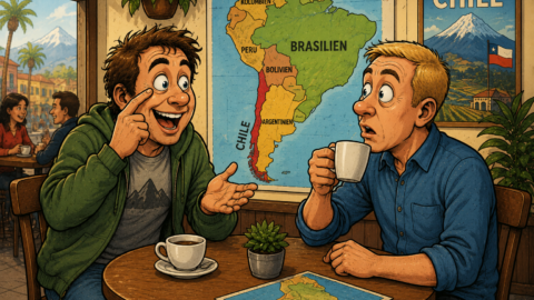„Mein Arzt sagt, ich habe eine Csüdamerikanische Augenkrankheit.” Echt?" „Ja, ich Chile."