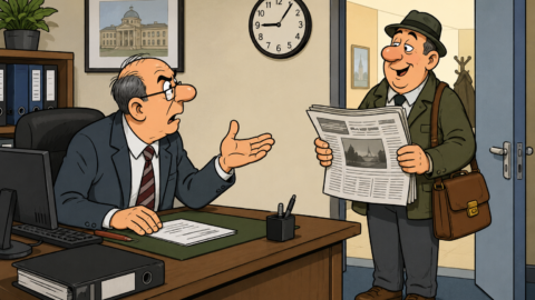 „Wieso kommen sie erst jetzt ins Büro, Herr Geier?“ Antwortet der Beamte: „Na sie sagten gestern doch zu mir, ich solle meine Zeitung zuhause lesen!“