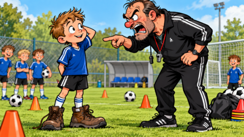 Ben ist zum ersten Mal beim Fußballtraining