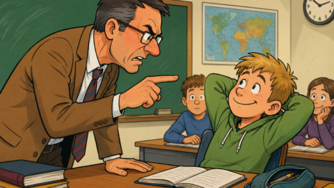 Der Lehrer schimpft mit Max: „Ich hoffe, ich erwische dich heute nicht noch mal beim Abschreiben!“ – Max atmet auf: „Das hoffe ich auch, Herr Lehrer!“