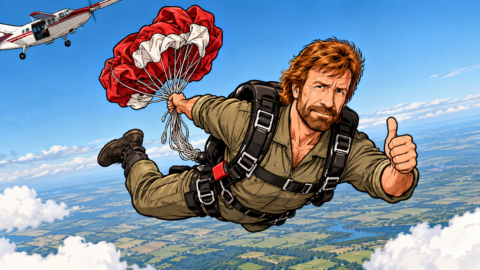 Chuck Norris sein Fallschirm hat sich nicht geöffnet
