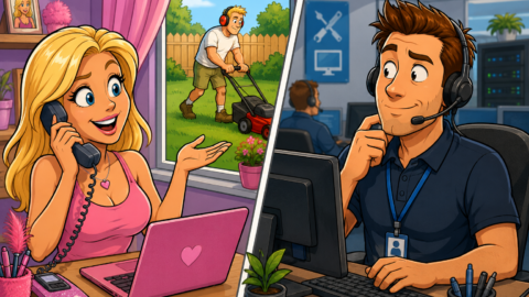 Anruf einer Blondine bei der Hotline
