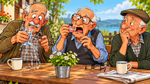 Drei Rentner unterhalten sich