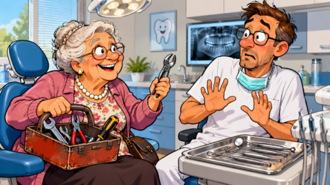 Die Oma geht zum Zahnarzt