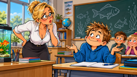Die Lehrerin fragt Finn